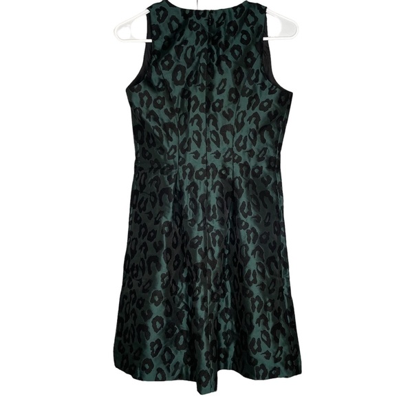 Emerald green black leopard a line cocktail event semi formal dress 2p loft nwt - Picture 4 of 9